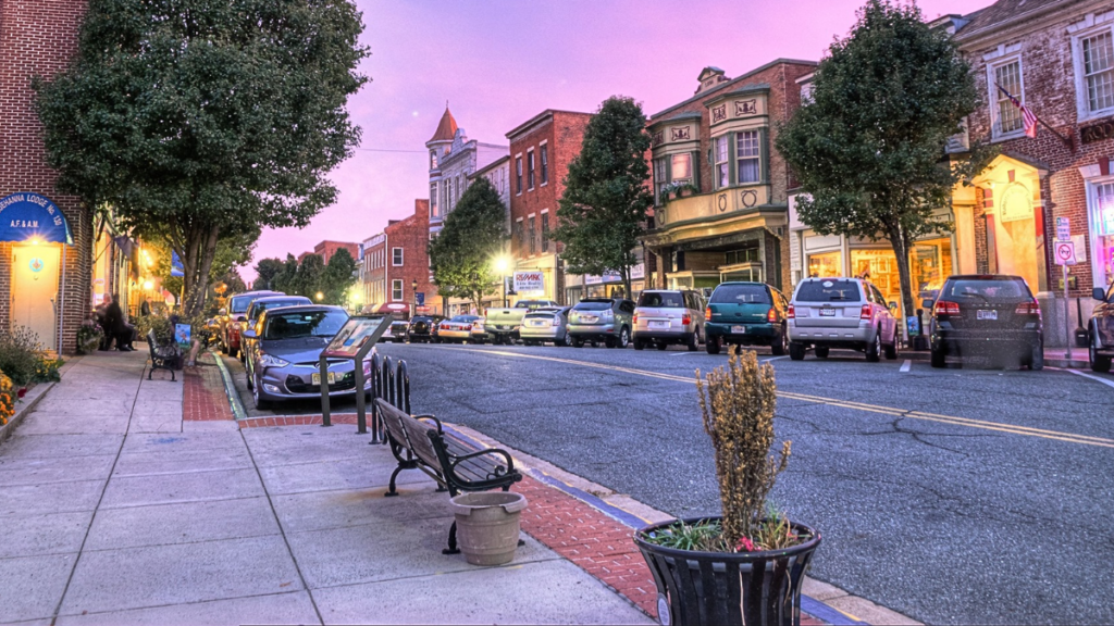 Downtown Havre de Grace, Maryland at sunset