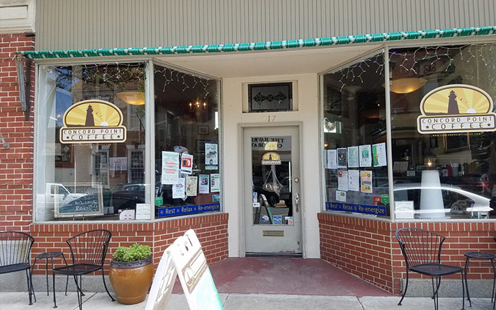 Brick coffee house storefront